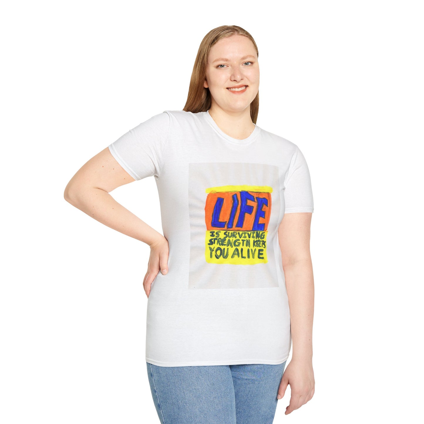 "Life is surviving. Strength keeps you alive" by Daniel S.  Inspiring Quote T-Shirt, Motivational Tee, Gift for Friends, Positive Affirmation Shirt, Casual Wear, Life Quotes Tee