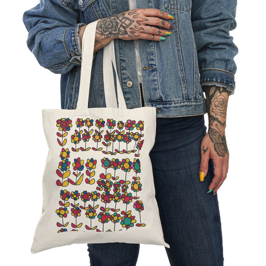 "The Color of Flowers" by Brandon M. Colorful Floral Eco Tote Bag, Reusable Shopping Bag, Gift for Her, Boho Beach Bag, Tote for Farmers Market, Summer Essentials